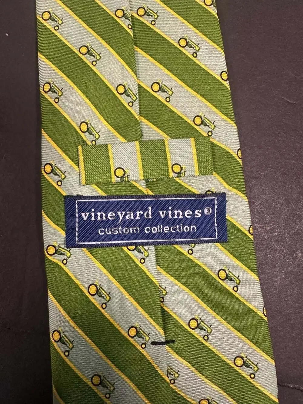 Vineyard Vines x John Deere Custom Collection Striped Tractor Pattern Silk Neckt
